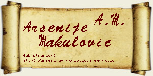 Arsenije Makulović vizit kartica